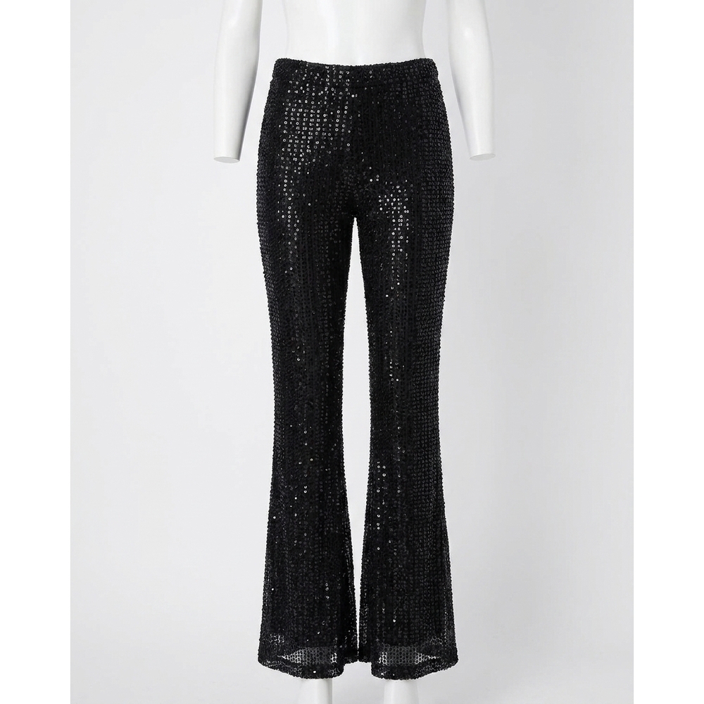 NEW RAMY BROOK olivian beaded sequin flare pant in black